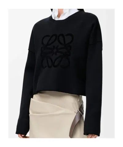 Loewe Anagram Wool-blend Sweater In Black