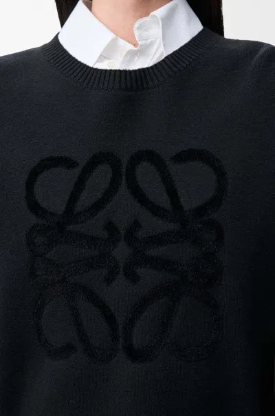 Loewe Anagram Wool-blend Sweater In Black
