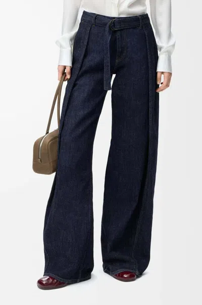 Loewe D-ring Belted Wide-leg Jeans In Purple