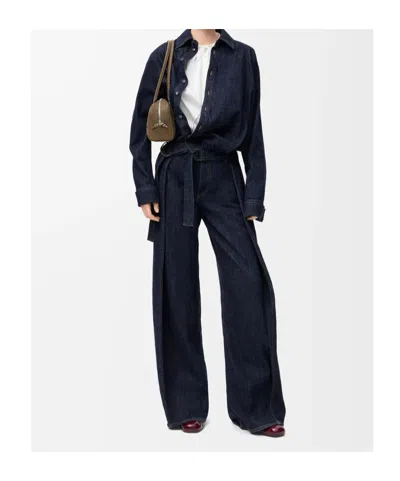 Loewe D-ring Belted Wide-leg Jeans In Purple