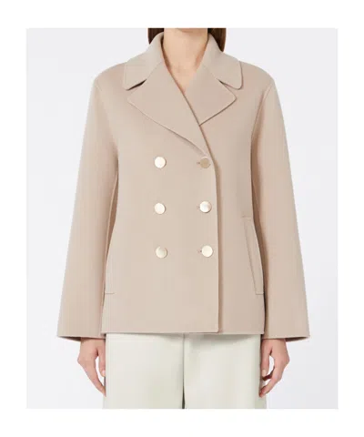 Max Mara Wool Broadcloth Jacket In Neutral