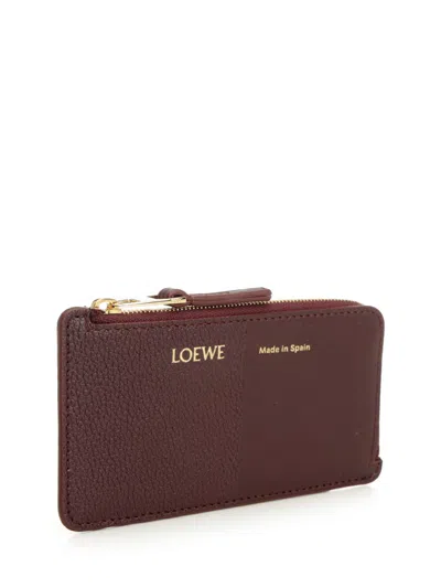 Loewe Coin Cardholder In Smooth And Grained Calfskin In Burgundy