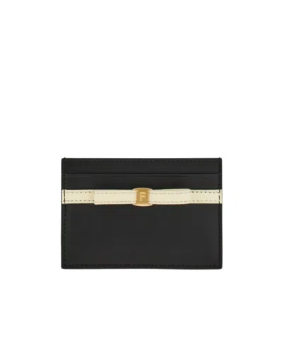 Ferragamo Logo Printed Card Holder In Black