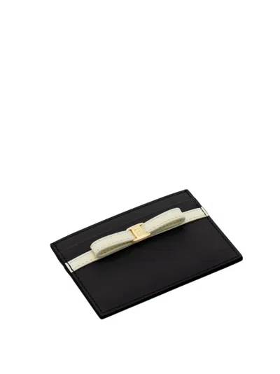 Ferragamo Logo Printed Card Holder In Black
