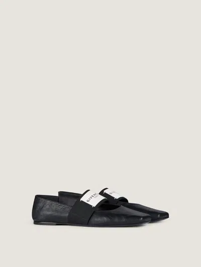 Givenchy Sliced Square Elastic-strap Ballet Flats In Black
