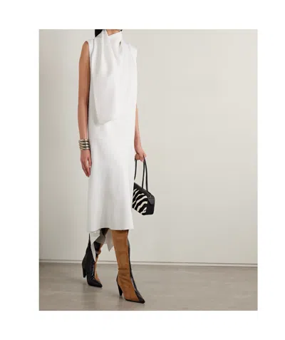 Khaite Loell Scarf-detail Asymmetric Midi Dress In White