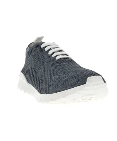 Kiton Fits Mesh Sneakers Pull Tab Rubber Sole In Blue