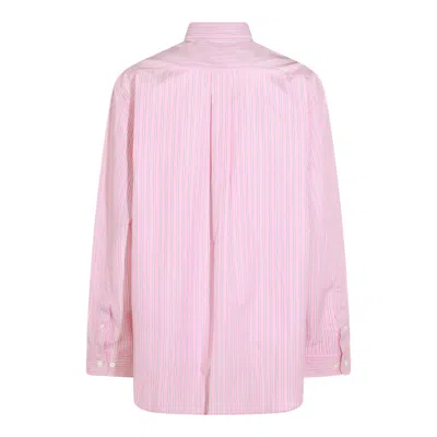 Miu Miu Logo-embroidered Striped Shirt In Pink