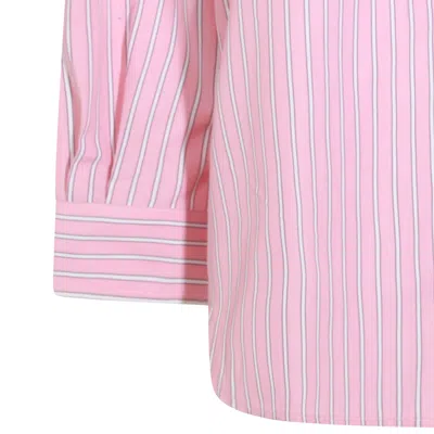 Miu Miu Logo-embroidered Striped Shirt In Pink