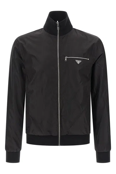 Prada Reversible Virgin Wool And Re-nylon Jacket In Black