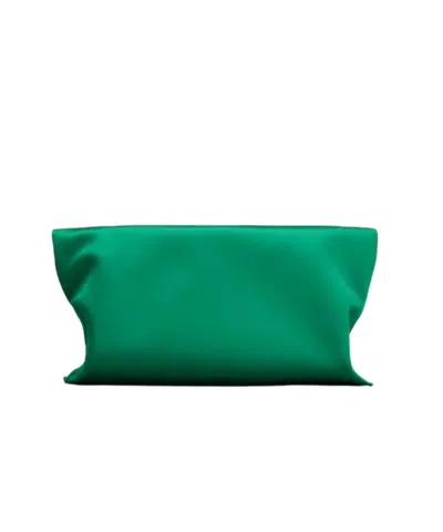 Roger Vivier Trompette Clutch In Satin In Green