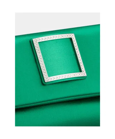 Roger Vivier Trompette Clutch In Satin In Green