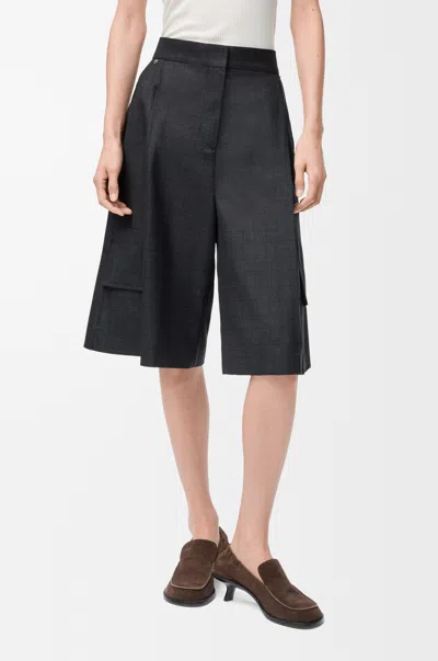 Loewe Wool-blend Check Cargo Shorts In Gray