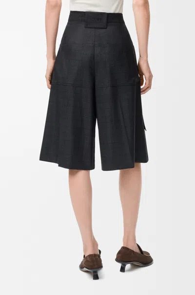 Loewe Wool-blend Check Cargo Shorts In Gray
