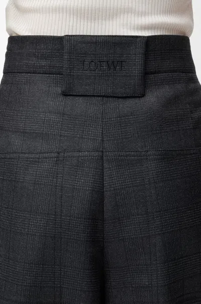 Loewe Wool-blend Check Cargo Shorts In Gray