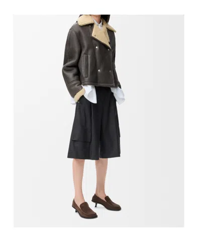 Loewe Wool-blend Check Cargo Shorts In Gray
