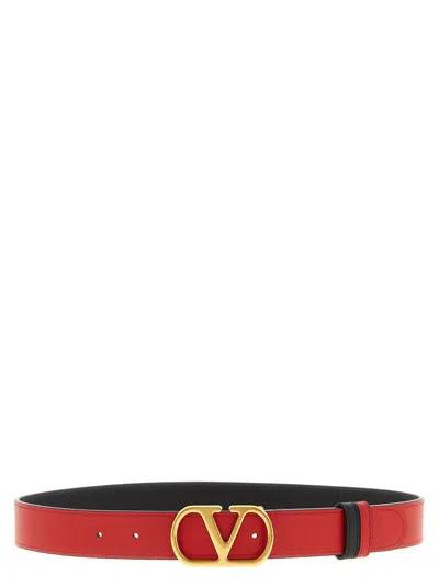 Valentino Garavani Vlogo Signature Reversible Shiny Calfskin Belt - 20mm / 1.2 In. Woman Black/deep In Brown