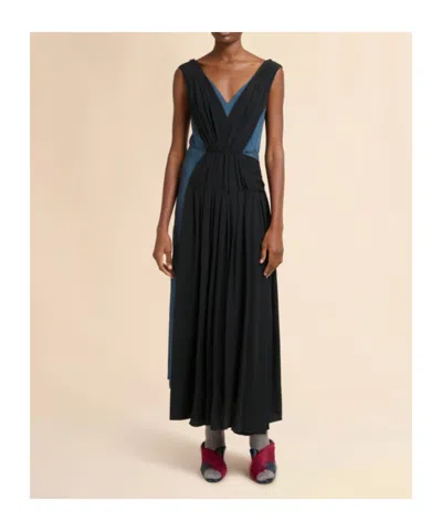 Marni Turquoise Twill Dress With Asymmetric Draping In Blue