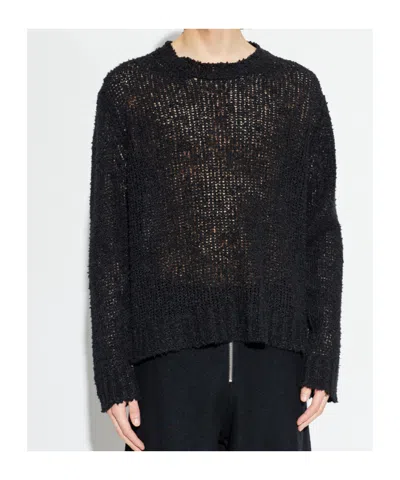 Jil Sander Sweater With Raw-finished Hem In Black