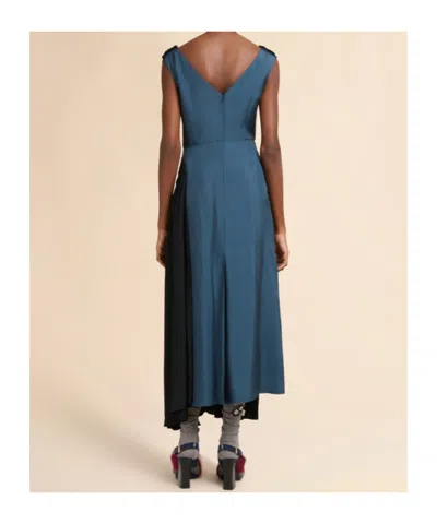 Marni Turquoise Twill Dress With Asymmetric Draping In Blue