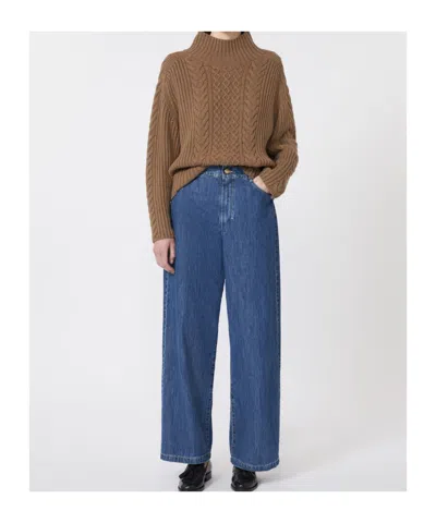 Max Mara Cable-knit Wool And Cashmere Polo-neck Sweater In Brown