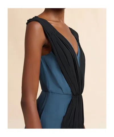 Marni Turquoise Twill Dress With Asymmetric Draping In Blue