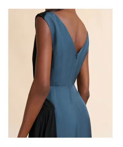 Marni Turquoise Twill Dress With Asymmetric Draping In Blue