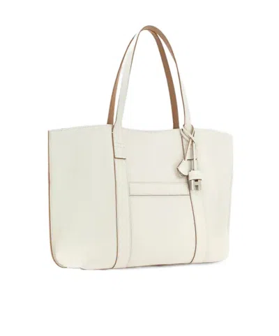 Hogan Script Shopping Tote Bag Top Handles Strap In White