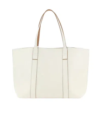 Hogan Script Shopping Tote Bag Top Handles Strap In White