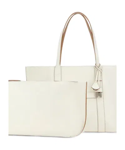 Hogan Script Shopping Tote Bag Top Handles Strap In White