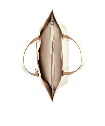 Hogan Script Shopping Tote Bag Top Handles Strap In White