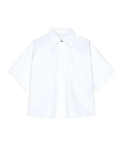 Givenchy Oversize Short Sleeve Cotton Poplin Button-up Shirt In White