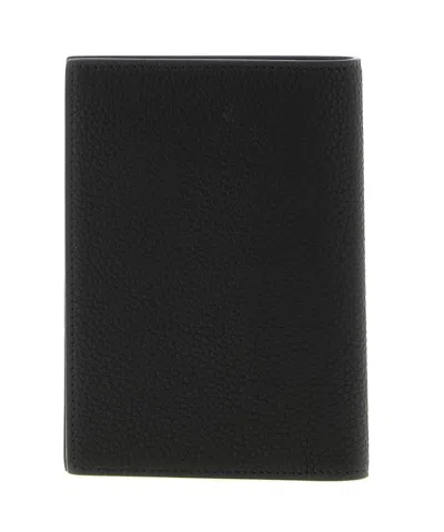 Tom Ford Black Card Holder With Embossed Logo Lettering On The Front In Grained Leather Man In Black