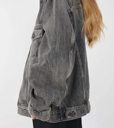 Acne Studios Hooded Denim Jacket Washed Black In Gray