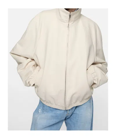 Acne Studios Satin Logo Jacket In Neutral