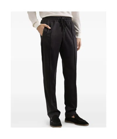Dolce & Gabbana Straight Leg Trousers Crease Detailing Pockets In Black