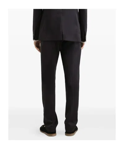 Dolce & Gabbana Straight Leg Trousers Crease Detailing Pockets In Black