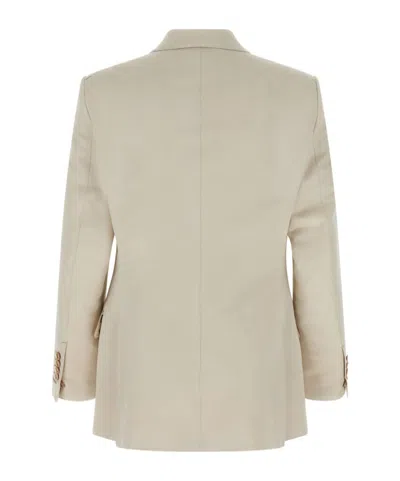 Tom Ford Double-breasted Tailored Blazer Featuring Back Vent In Neutral