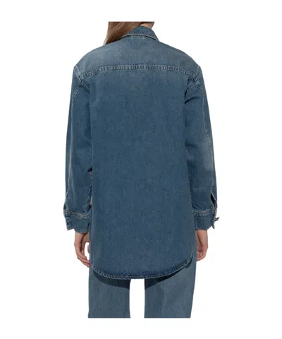 Allsaints Crystal Appliqué Denim Shirt In Blue