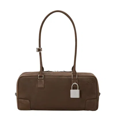 Loewe Womens Tundra Amazona 31 Cropped Suede Shoulder Bag In Brown