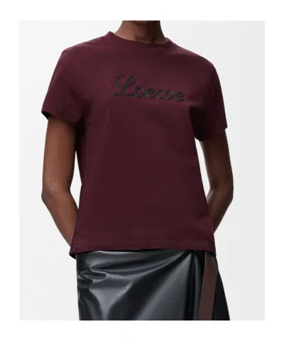 Loewe Relaxed Fit T-shirt In Cotton In Burgundy