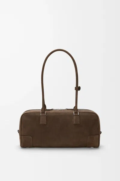 Loewe Womens Tundra Amazona 31 Cropped Suede Shoulder Bag In Brown