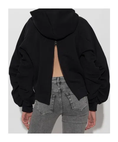 Allsaints Long-sleeved Hooded Sweatshirt In Black