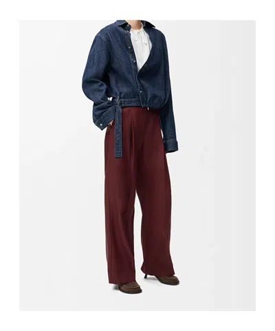 Loewe Trousers In Wool In Burgundy