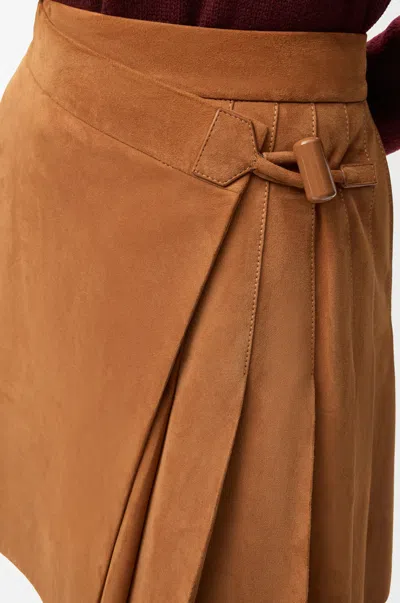 Loewe Pleated Mini Skirt In Suede Lambskin In Brown