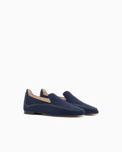 Giorgio Armani Suede Slip-ons With Interweaving In Multi