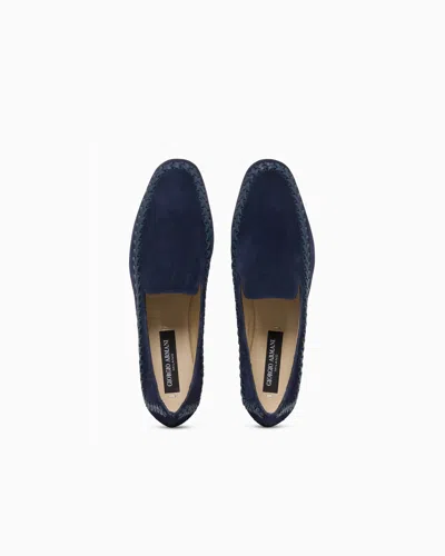 Giorgio Armani Suede Slip-ons With Interweaving In Multi
