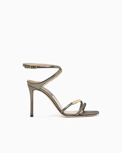Giorgio Armani Heeled Sandals In Sparkling Nubuck In Gray