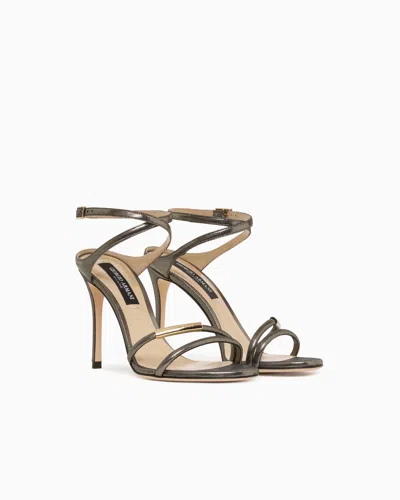 Giorgio Armani Heeled Sandals In Sparkling Nubuck In Gray