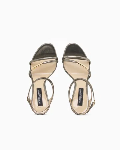 Giorgio Armani Heeled Sandals In Sparkling Nubuck In Gray
